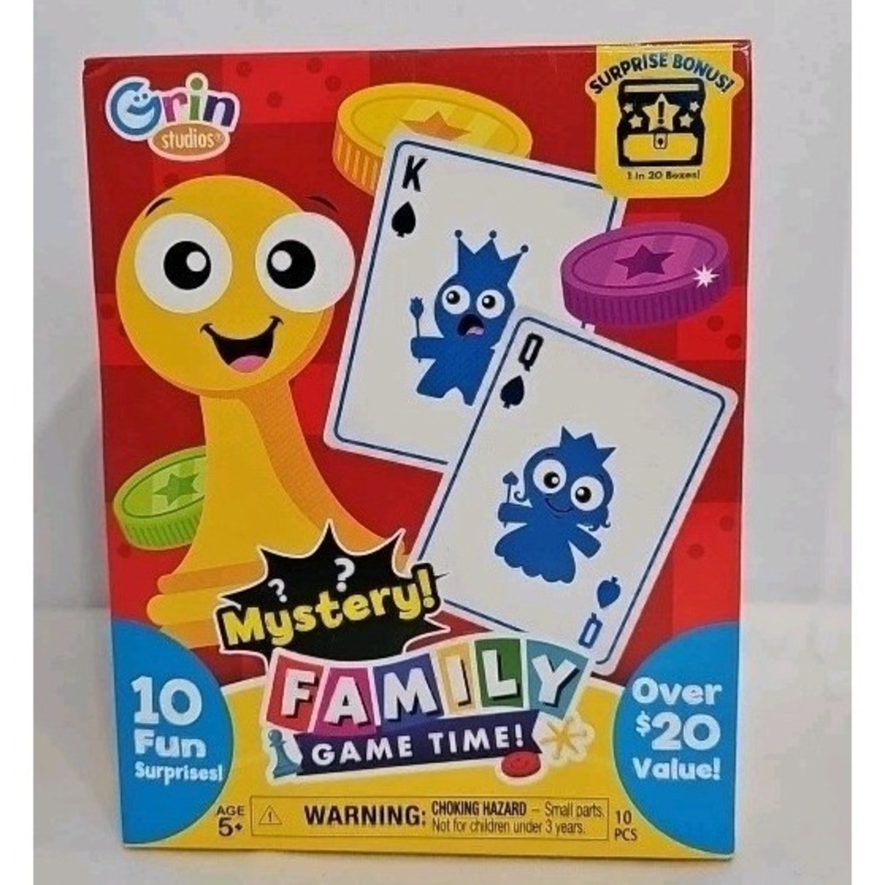 New Sealed Grin Studios Mystery Family‎ Game Time Box 10 Fun Surprises